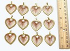 12 Vintage Brass Heart Copper Wired Wrap Filigree Burst 32mm  Pendants 5291pt
