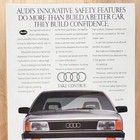 1991 Audi 100 Quattro Innovative Safety Vintage Print Ad Car Auto Advert Art