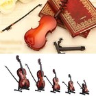 Wooden Musical Instrument Collection Mini Violin With Stand Case Small Tiny