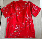 Smithsonian Institution Japanese Kimono Sz Xl Cherry Blosom Birds Robe Red