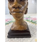 Vintage African Woman Bust Statue Sculpture Wood Base Cultural Home Decor 12 
