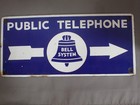 Vintage Antique 1930 Bell System Public Telephone Porcelain Sign Double Sided