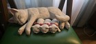 Vintage Ceramic Cat Mother With 3 Kittens Figurine Set  White 