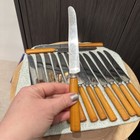 Vintage Lot Of 15 Bakelite Butterscotch 1930 Stainless Steel Knives Nice Joiners
