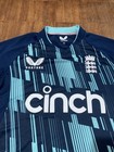 Castore Mens Navy   Blue 2022 England Cricket Odi Sports Jersey Shirt