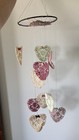 Decorative Handmade Mobile Crocheted  Crochet Hearts Vintage Pink Green Cream