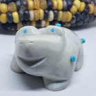 Zuni White Marble Frog Fetish Carving By Enrike Leekya Signed Native American 