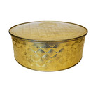 Vintage Gold Metal Tin Embossed Country Inn Fruit Cake Guildcraft Empty 10  X3 5