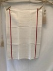One Antique Vintage French Linen Torchon Tea Kitchen Towel Red Stripe Mono Bp