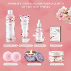 7 Piece Japanese Cherry Blossom Bath Gift Set For Women Shower Gel Body Lotion