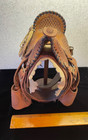 Vtg Pugsley Brasil Salesman Sample Leather Saddle W Wood Stand Very Good  9 