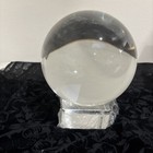 Vintage Clear Crystal Ball With Stand  Meditation Psychics Spiritual Healing