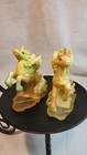 Vintage Pair Of Resin Unicorn Alicorn Pegasus Figurines Rainbow Pastel
