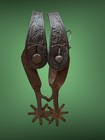 Antique Crockett Spurs With Tooled Spur Straps