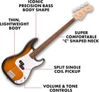 Fender Squier Debut Precision Bass Guitar 2 Color Sunburst Beginner Model P-bass