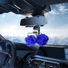 Pair 2 4    Of Retro Mirror Fuzzy Plush Dice Car Pendants interior Rearview Blue