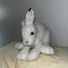 Trudy Toys White Rabbit Realistic Sitting Vintage Plush Stuffed Animal Bunny