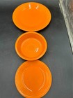 3 Pc Setting - Homer Laughlin - Fiesta - Tangerine -soup Bowl  2 Plates-  read  