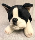 Yomiko Classics Boston Terrier 17  Laying Plush Black   White Russ Puppy Dog K6