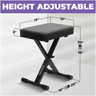 Foldable X-style Adjustable Piano Bench     Black Padded Seat For Keyboard   Piano