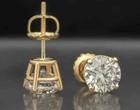  7500 1ct Tw Round Natural Diamond Studs Earrings In 14k Yellow Gold New
