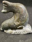 Vintage Inuit Soapstone Carving Of Seal  Signed By Daniel  Canadian Eskimo Art