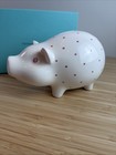 Vintage Tiffany   Co Ceramic Piggy Bank Pink Polka Dots Hand Painted In Italy 
