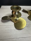 Vtg Pair Of Solid Brass Boat Propeller Candlestick Holders