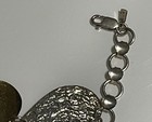 Vintage Mexico 925 Sterling Silver Mixed Metal Heart Bracelet Hammered