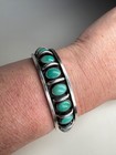 Vintage Native American Sterling Silver   Turquoise Cuff Bracelet Signed V Bebo