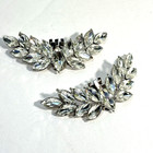 Clear Crystal Sparkling Shoe Clip Set Silver Tn Wedding Prom Formal Clips 1 75 