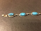 Vintage 925 Sterling Silver Bracelet 7  Long  0 26oz  7 41gm  Turquoise Stones