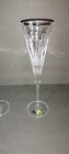 Pair Waterford Crystal Millennium Series Champagne Flutes Etched Letter H