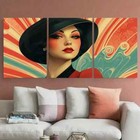 3pcs Vintage Woman Illustration 1920s Inspired Metal Print Ready To Hang Art