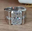 4 00ct Radiant Cut Real Moissanite Men s Engagement Ring 14k White Gold Plated