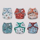 6 One Size Printed Cloth Diaper Covers  Double Waterproof Layer  Use With Pre   