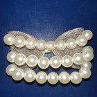 Bridal wedding 3 Strand Faux Pearl Bracelet With Big Silver Bow