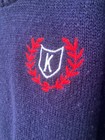 Vintage Jcpenny Kids Knit Blue Red Sweater Size S 4-5 Embroidered K Crest Usa