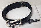 Fossil Leather Black Belt Womens Wide Silver Buckle Classic Sz M 29 - 31 New