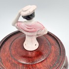 Vintage Lady With A Pink Hat And Shawl Brunette Porcelain Pin Cushion Half Doll