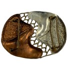 Vintage Brutalist Mixed Metal Belt Buckle Modernist Copper Brass Silver 70s 80s