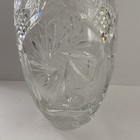Vintage Starburst Star Cut Lead Lead Crystal Clear Vase Poland 9    Tall Heavy