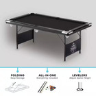 6 Ft  Size Foldable Black Cloth Billiard Pool Table With Balls   Brush Game Set