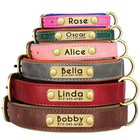 Personalized Soft Leather Dog Collar Custom Puppy Cat Name Free Engraved Xs-xl