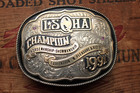 Vtg Guthrie Sterling Silver 10k Gold Lsqha Champion Cowboy Trophy Belt Buckle