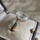 2 55ct Oval Cut White Lab Created Diamond Solitaire Engagement 14k Gold Fn Ring