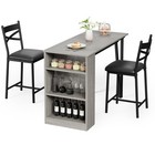 3-piece Dining Sets Counter Height Kitchen Table Set For 2 W  3 Storage Shelves