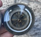 Antique Cased Pocket Compendium Barometer Thermometer Compass W  Leather Case