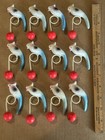 12 Original Vintage Birdcage Celluloid Balancing Bird Budgie Parakeet Toys L    k 