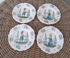 Henriot Quimper  France  Set Of 4 Scallopped Tea Caddies coasters  4  Diameter